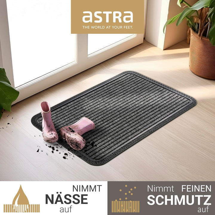 Astra Fussmatte Aussen & Innen - 2er Set 40x60 cm Grau Linien - Sauberlauf Türmatte rutschfest - Sch