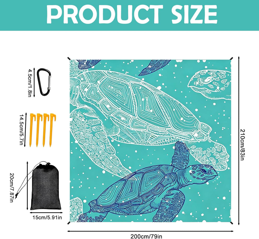 200×210cm Stranddecke Sandfrei, Picknickdecke Wasserdicht, Outdoor Funktion Strandmatte XXL, Mikrofa