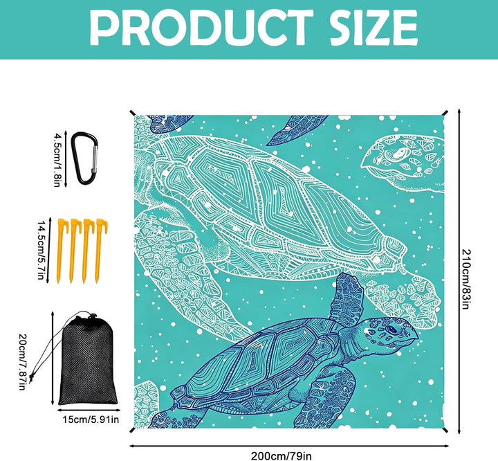 200×210cm Stranddecke Sandfrei, Picknickdecke Wasserdicht, Outdoor Funktion Strandmatte XXL, Mikrofa