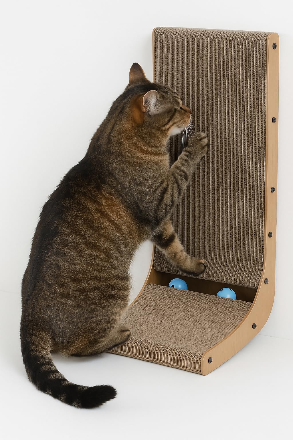 katzenspielzeug - kratzspielzeug Hugo L Form beige 27x31x56 cm - MDF und karton - beidseitig nutzbar