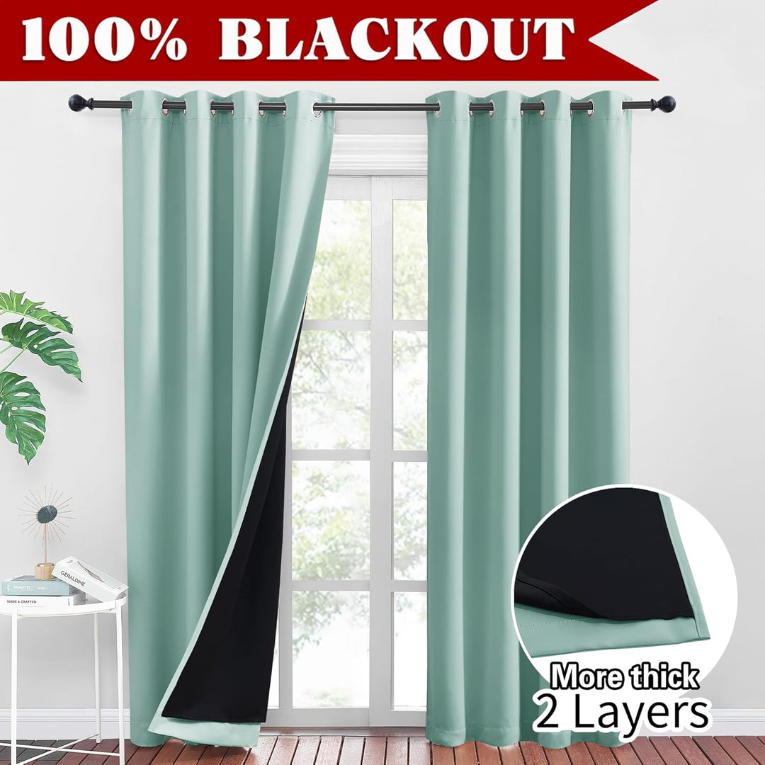 PONY DANCE Doppellagige Verdunklungsvorhänge Kinderzimmer 2er Set Thermogardine mit Ösen Schwere und