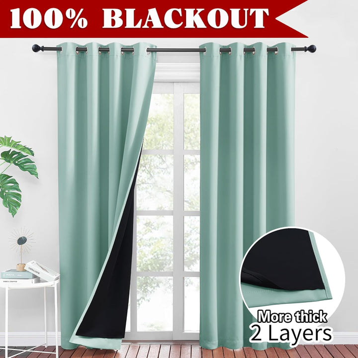 PONY DANCE Doppellagige Verdunklungsvorhänge Kinderzimmer 2er Set Thermogardine mit Ösen Schwere und