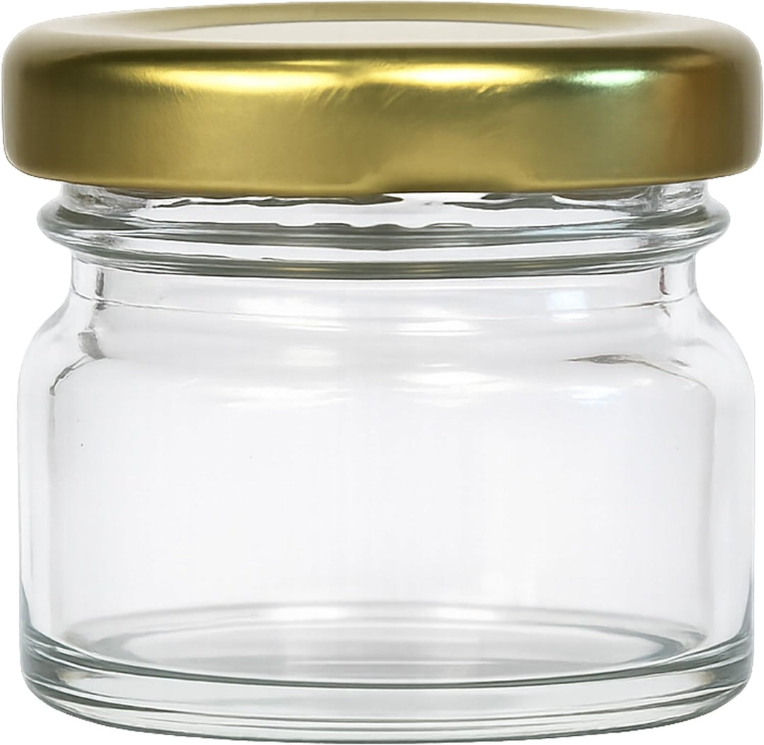 Vitrea 25x Mini Marmeladengläser 30 ml - mit Deckel Gold TO 43 - kleine Einmachgläser zum befüllen m