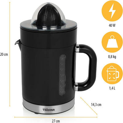 Tristar Duo Zitruspresse CP-3012 – 1,4 L – Integrierter Saftbehälter – 2 verschiedene Presskegel – F