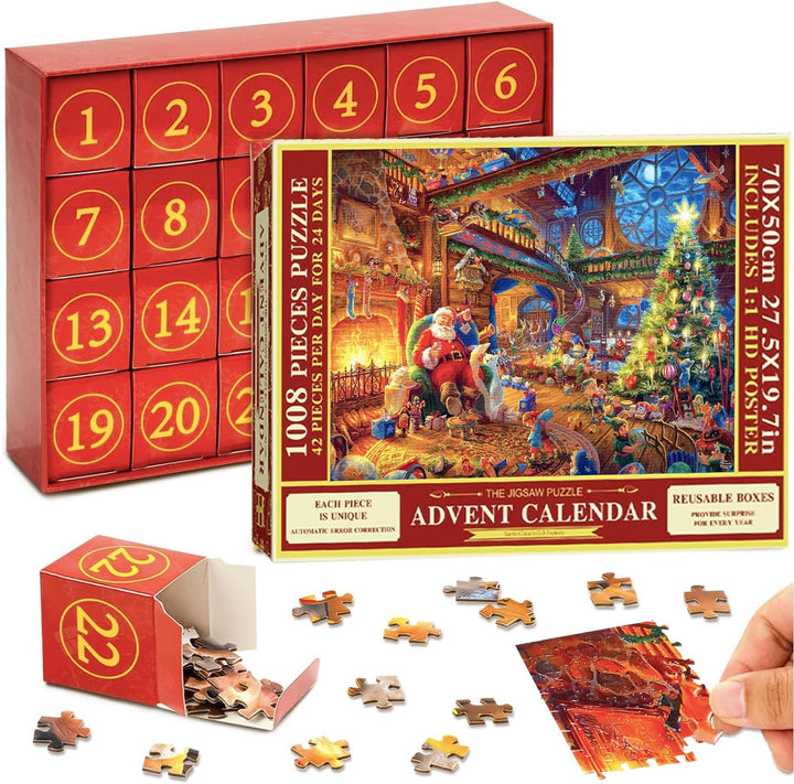 Adventskalender 2023 Weihnachts Puzzle für Erwachsene und Kinder Weihnachtsgeschenke Weihnachts Jigs
