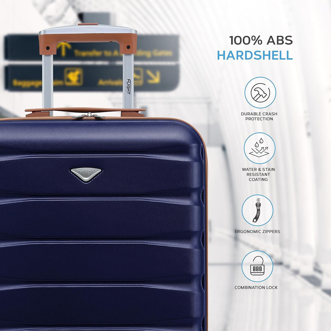 Flight Knight Leichte 4-Rad-ABS-Hartschalenkoffer Handgepack, zugelassen fur uber 60 Fluggesellschaf