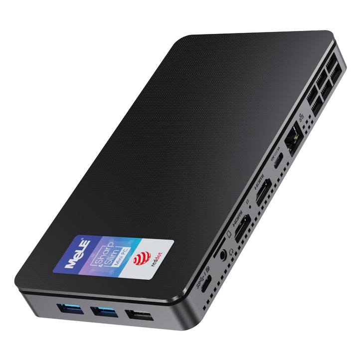 MeLE Mini-PC Overclock4C, Reddot-Gewinner 2024, Win 11 Pro N100 32GB 512GB, 4K-HDMI-Anzeige, USB-C P