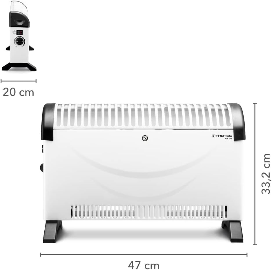 TROTEC Konvektor Heizung TCH 19 E – Heizleistung 750 W / 1250 W / 2000 W – Elektro Heizkörper Ohne T