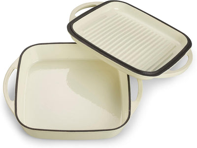 Echtwerk Universalbräter und Pfanne 2-in-1 Set, Gusseisen Auflaufform mit Deckel, Gusseisentopf mit