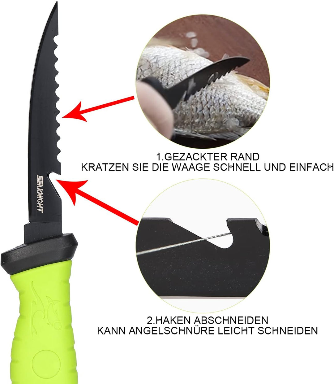 Seaknight Angelmesser 5" 7" 9" Rasiermesser scharfe Edelstahlklinge Filetmesser Rutschfester Gummigr