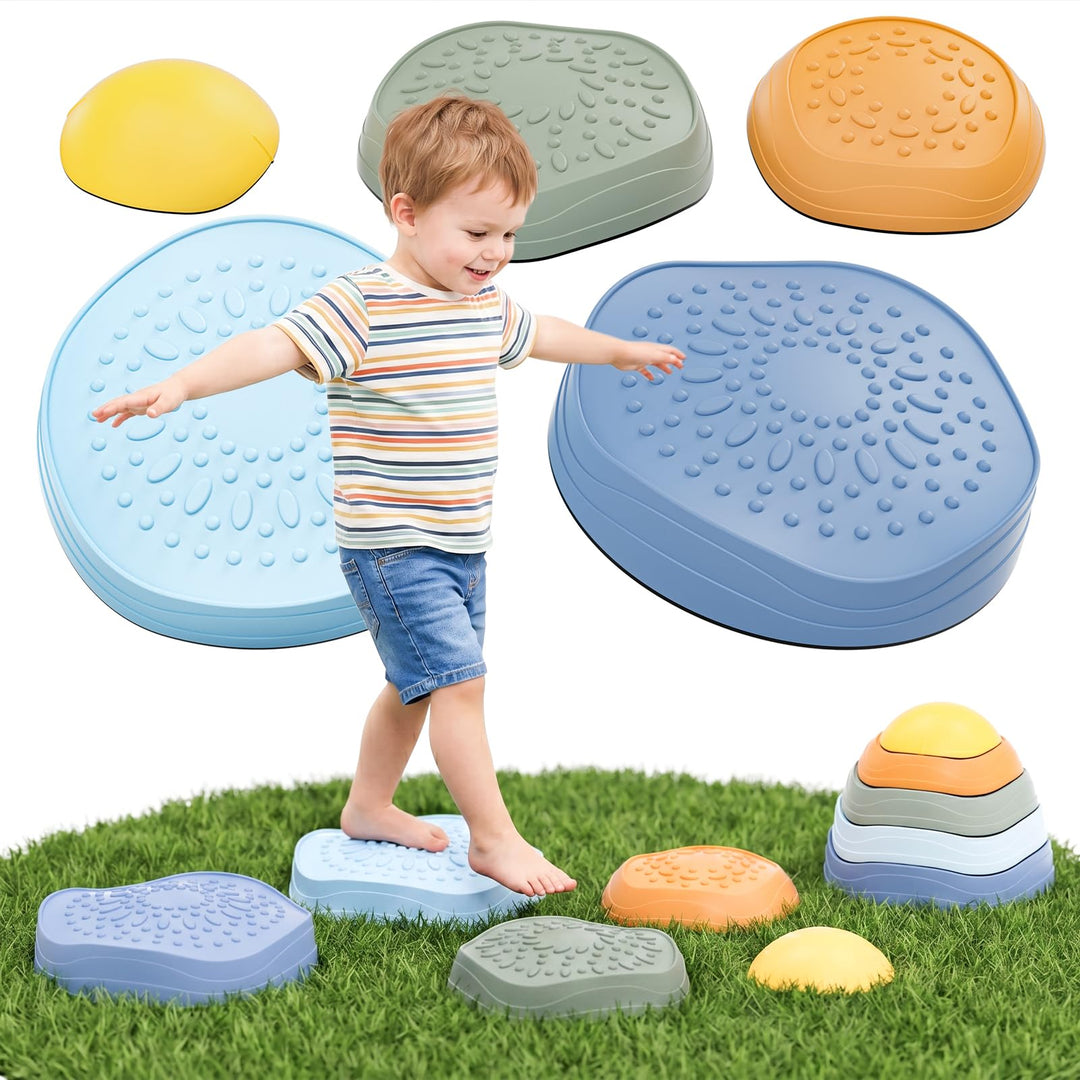 Lehoo Castle Stapelsteine Balanciersteine für Kinder, Gartenspielzeug Kinder, Rutschfeste Stepping S