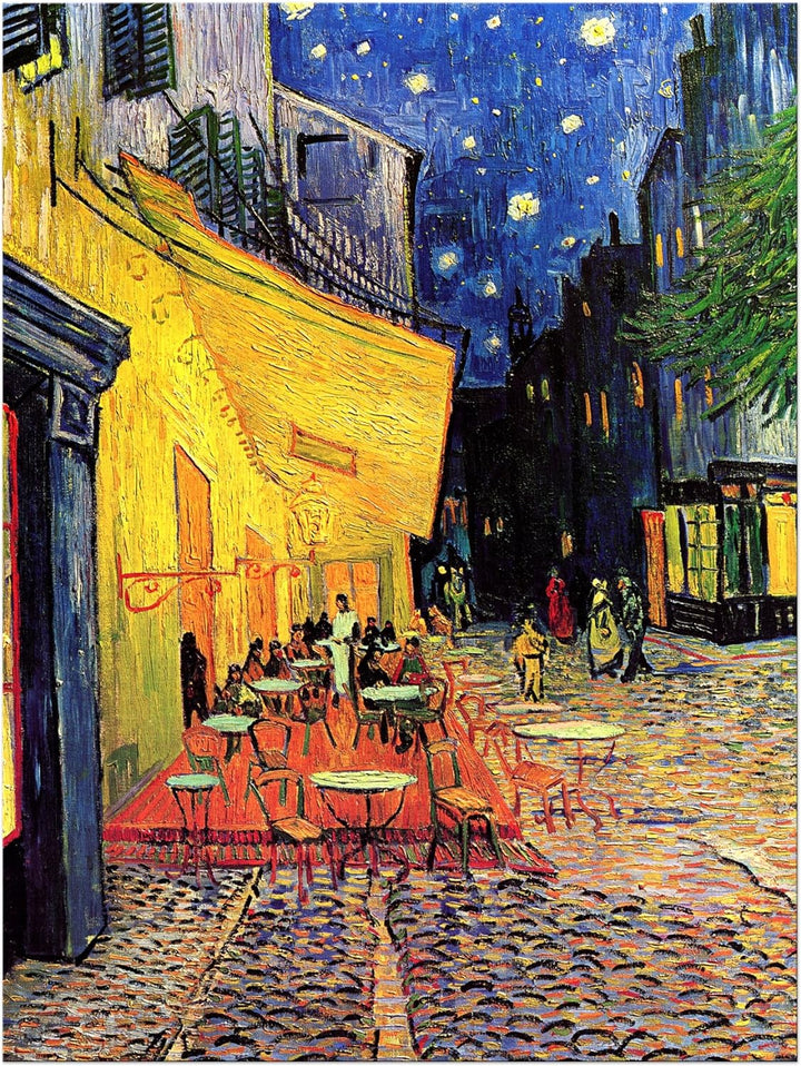 Bilderdepot24 Bild auf Leinwand | Vincent van Gogh Caféterrasse am Abend in 60x80 cm als Wandbild |