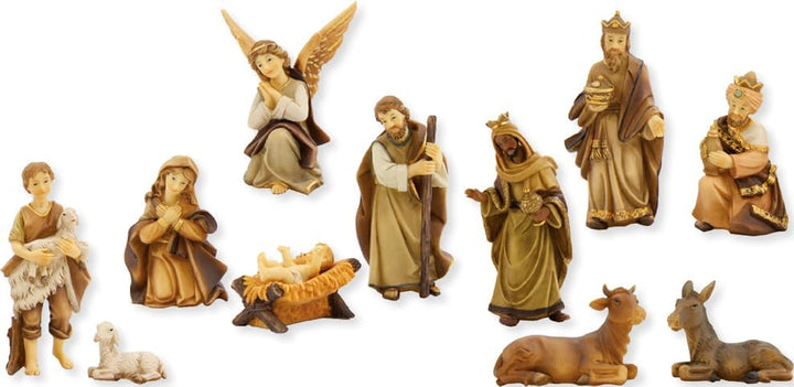 FADEDA 11x Markus-Krippenfiguren, gebeizt/Höhe:14 cm/handbemalt/detailgetreue Krippen Figuren - Weih