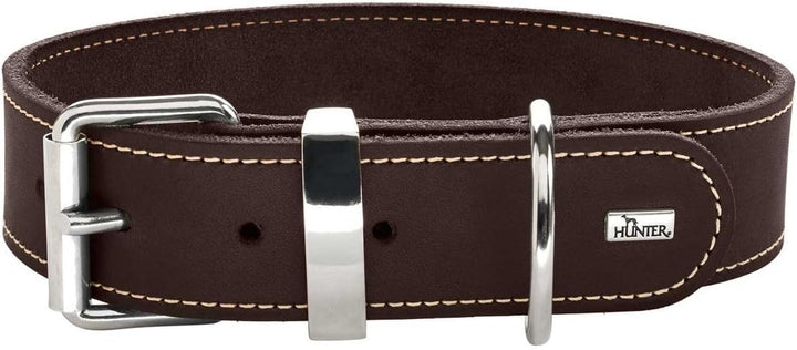 HUNTER AALBORG SPECIAL Hundehalsband, Leder, strapazierfähig, komfortabel, 70 (L-XL), dunkelbraun du