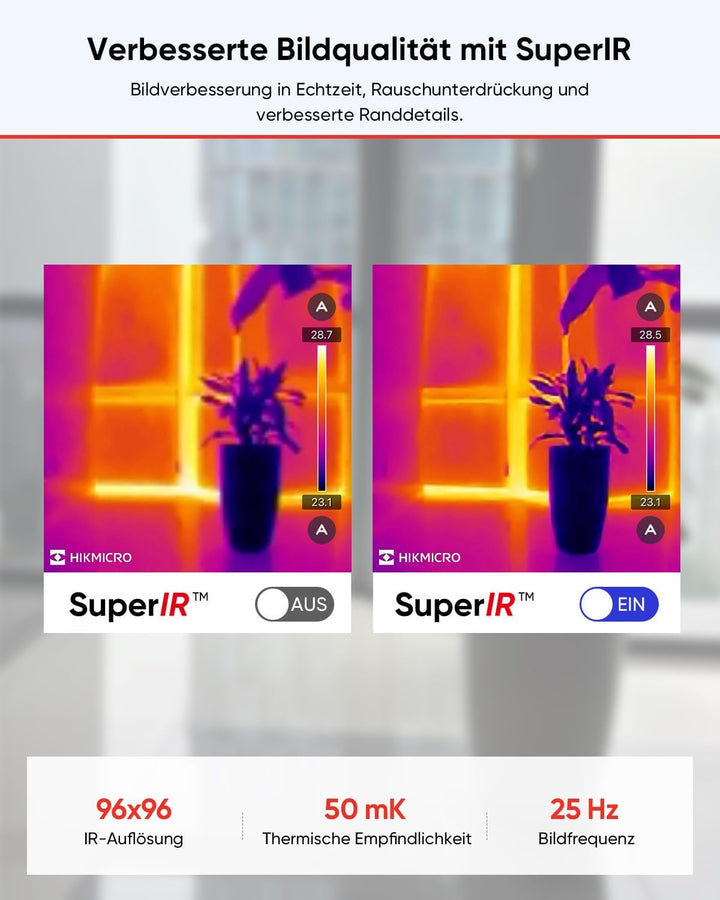 HIKMICRO Minie Wärmebildkamera - iOS/Android, 192×192 SuperIR Bildverbesserung, 25Hz, für Smartphone