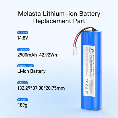 melasta 2900mAh Li-ION Akku für iLife Zaco V5s Pro,V5s V4,V3s Pro, V4, V40, V50, V5s Pro, V5x, V80,