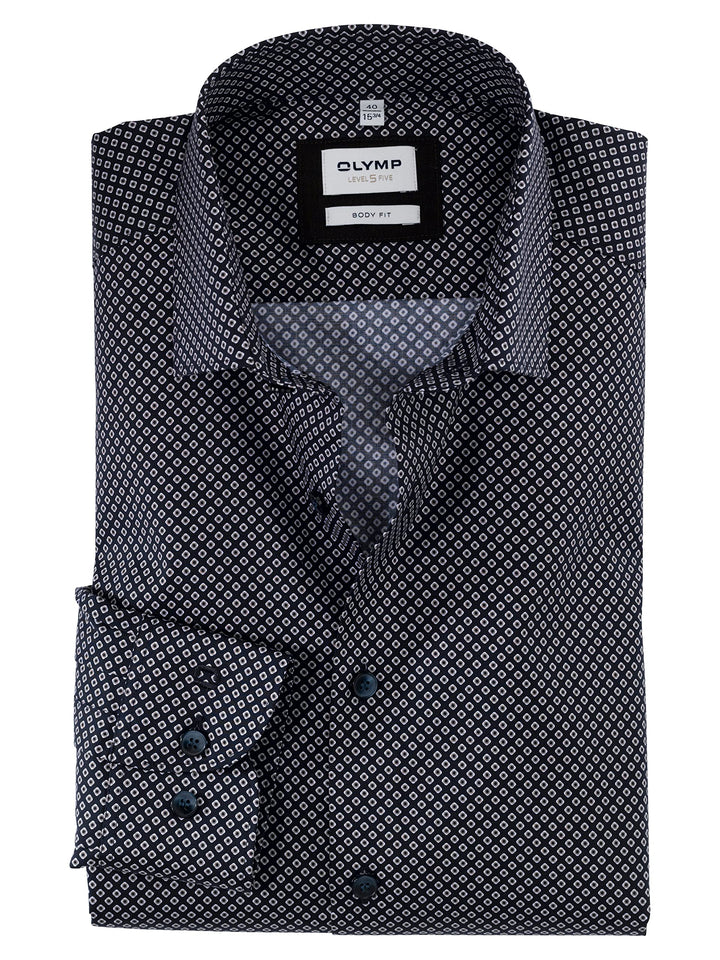OLYMP Herren Businesshemd Level Five,Digitaldruck auf Uni,Body fit,Modern Kent 38 Natur 22, 38 Natur