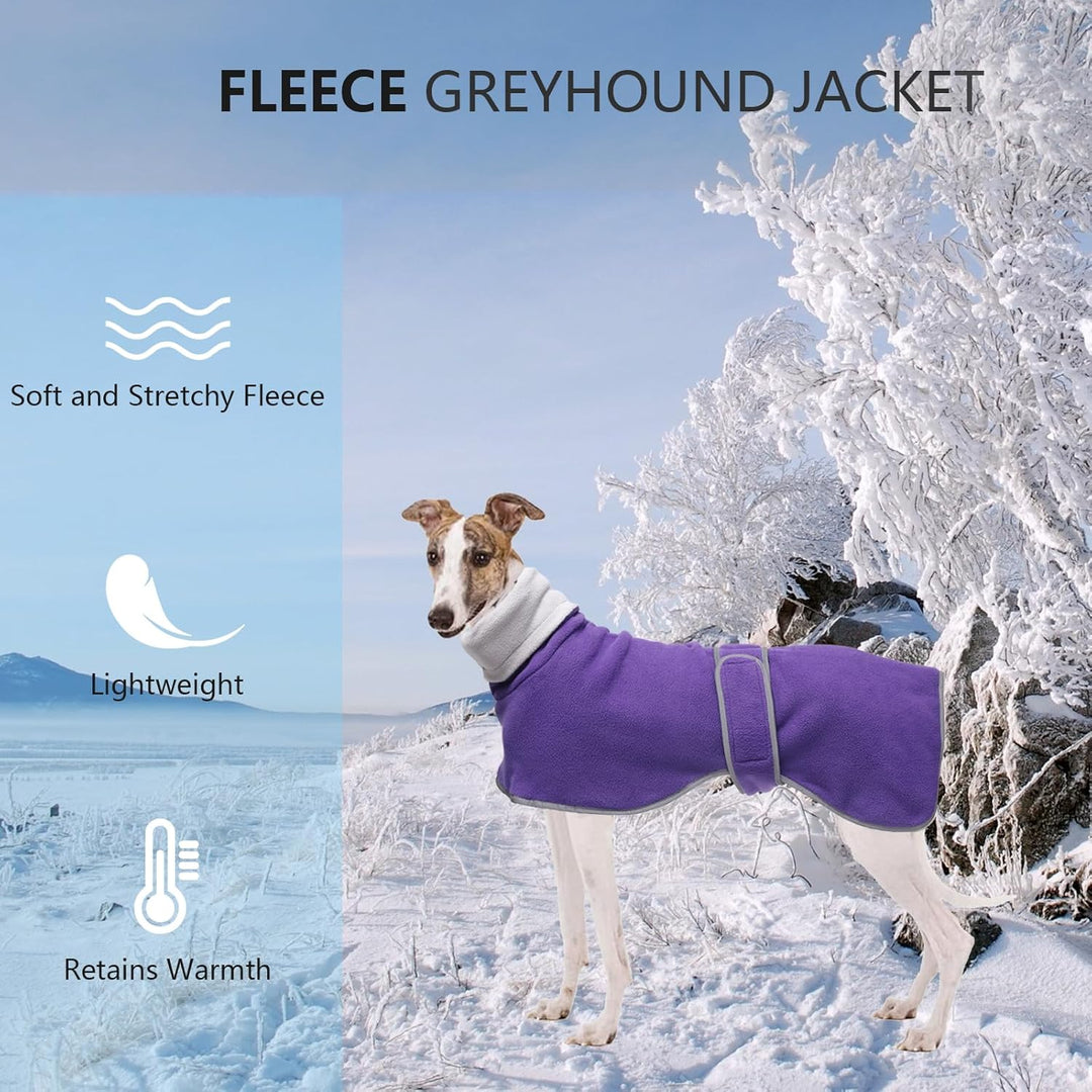 Geyecete Fleece Hundemantel Pullover für Windhunde,Whippet Winterjacken Rollkragen Warmes Verstellba