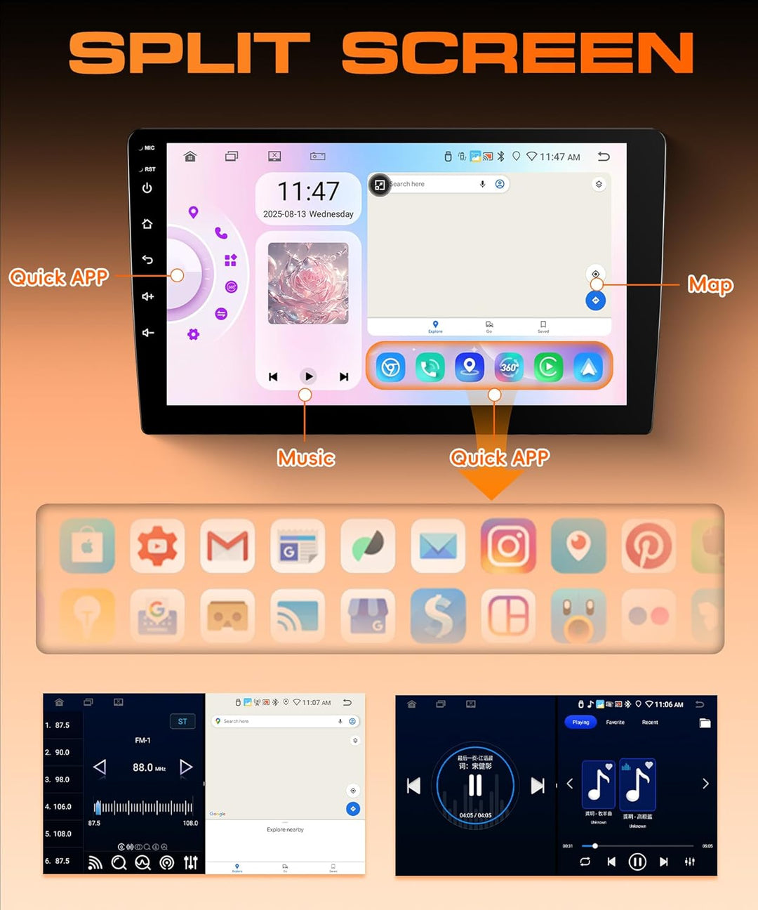 8 Core 6G+128G Android Autoradio für Toyota RAV4 2007-2012 Wireless Carplay Android Auto Navi WIFI 3