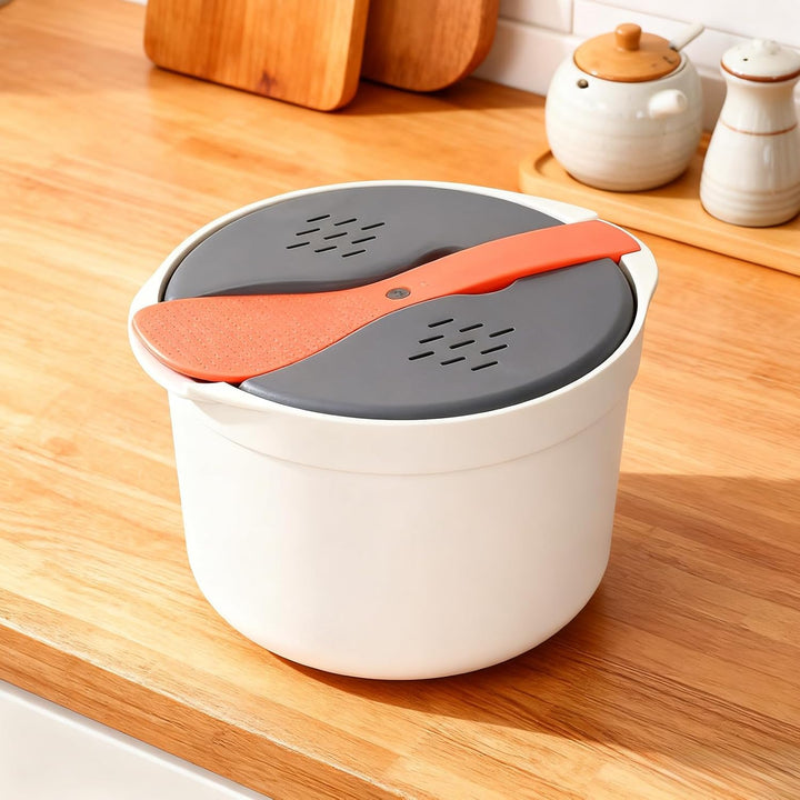 2L Reiskocher Mikrowelle Dampfgarer Mikrowelle Multifunktions Dampfgarer mit Filterabdeckung Gedämpf
