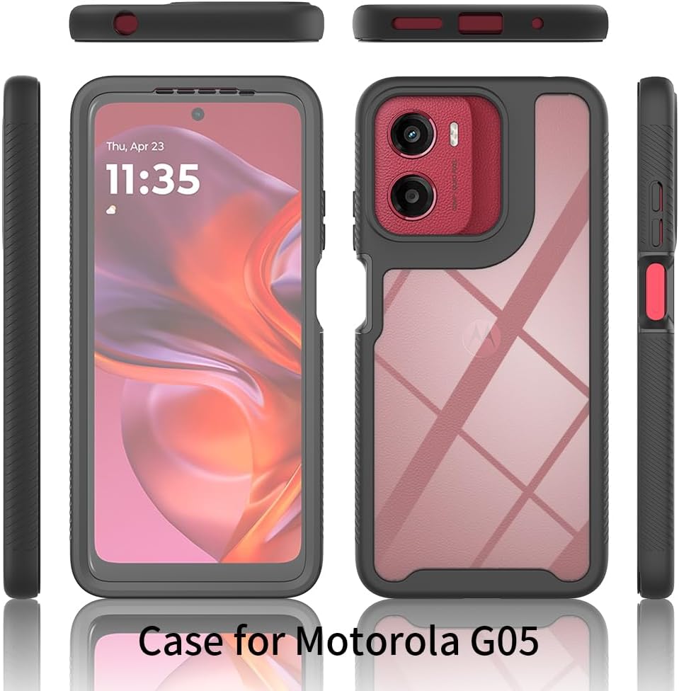 Kompatibel mit Motorola Moto E15/G25/G15/G05 Hülle, 360° Grad vollschutz Stossfest Handyhülle Transp