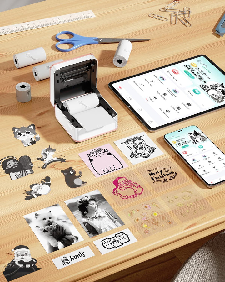 Phomemo Fotodrucker 300 DPI - Mini Drucker für Smartphone, P2S Tragbarer Thermodrucker für Aufkleber