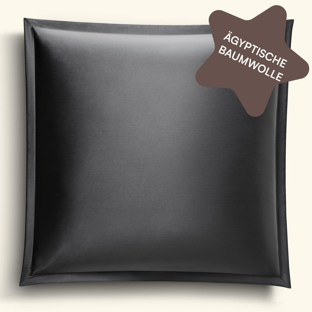 Mako Satin Kissenbezug (1x) aus ägyptischer Baumwolle 65x65 cm, anthrazit (1x) 65x65cm Schwarz / Ant