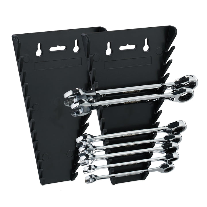 Relaxdays Maulschlüssel Halter 2er Set, magnetisch, 12 Steckplätze, Schraubenschlüssel Halterung 6-2