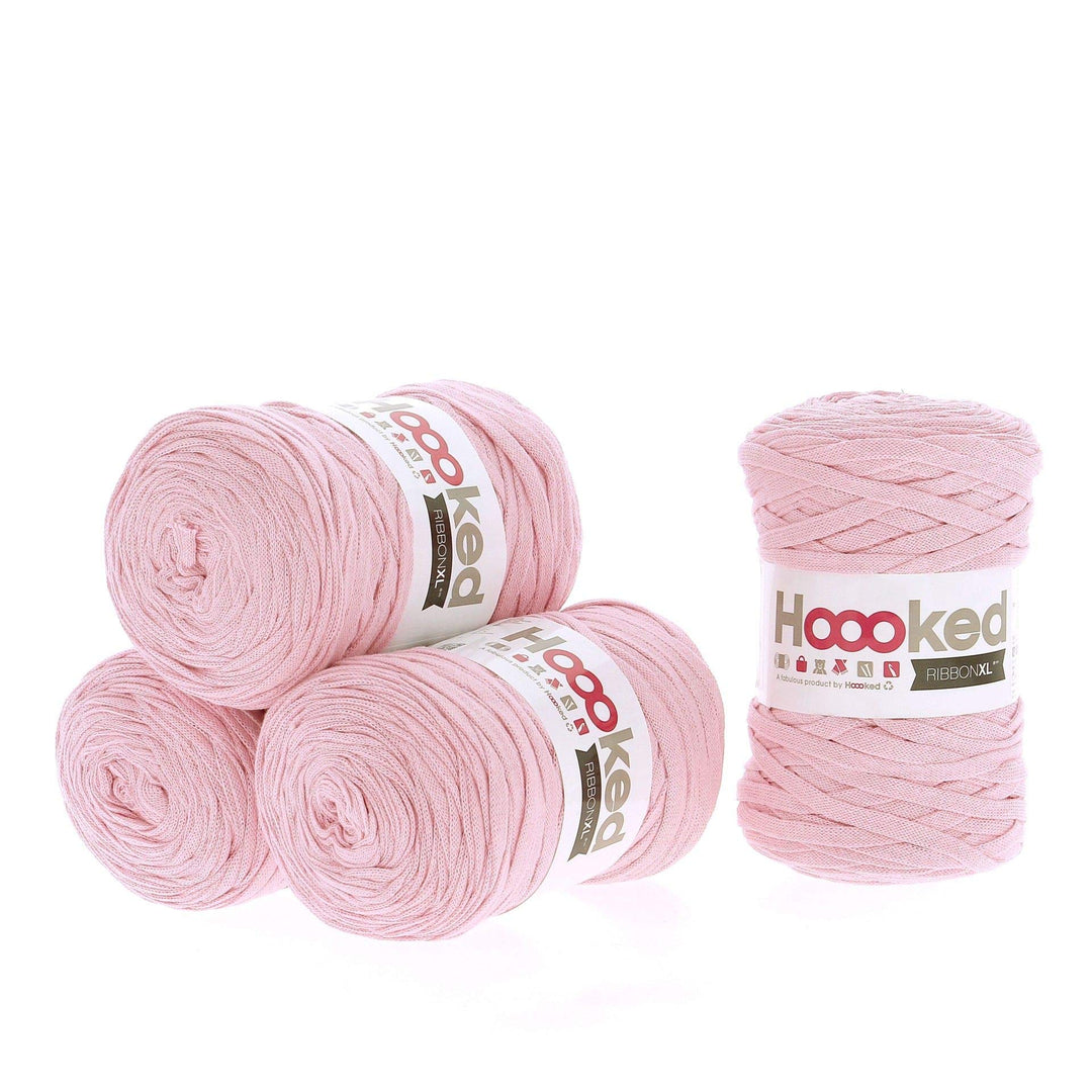 Hoooked Ribbon XL Bändchengarn Sparset aus 4 Rollen Wahl (Sweet Pink), Sweet Pink
