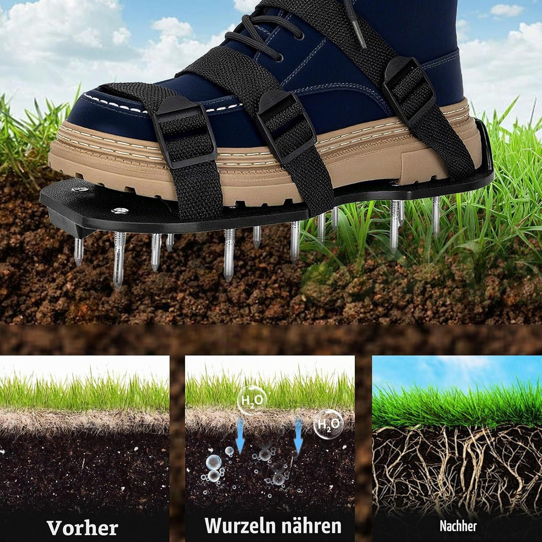 Rasenbelüfter Schuhe Nagelschuhe mit Klettverschluss Verstellbare Gurte für Rasen belüften Professio