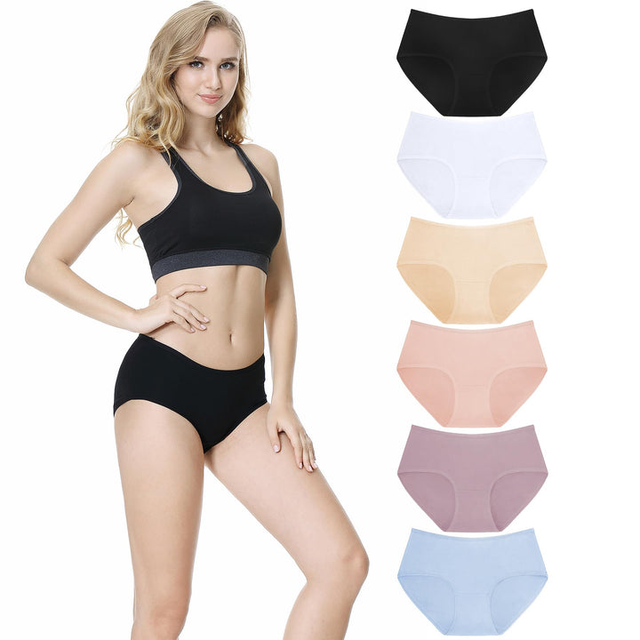 TUUHAW Unterhosen Damen Unterwäsche 6er Pack Baumwolle Slips Mittel Taille Panties S 6*mehrfarbig-3,