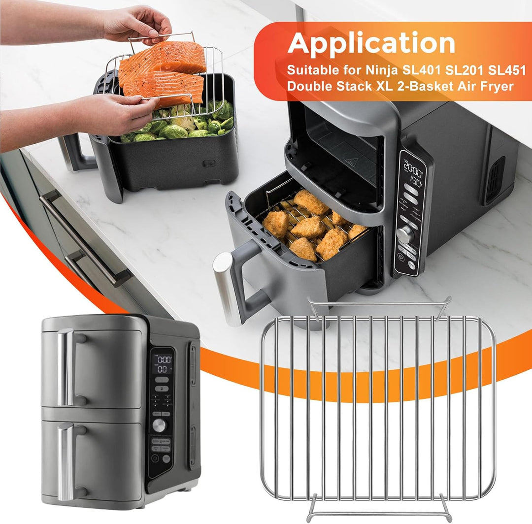 GCQ Luftfritteuse-Drahtrost für Ninja SL401 DoubleStack XL Luftfritteuse, Ersatzteil 8,5'‚ × 7,2‘' ×