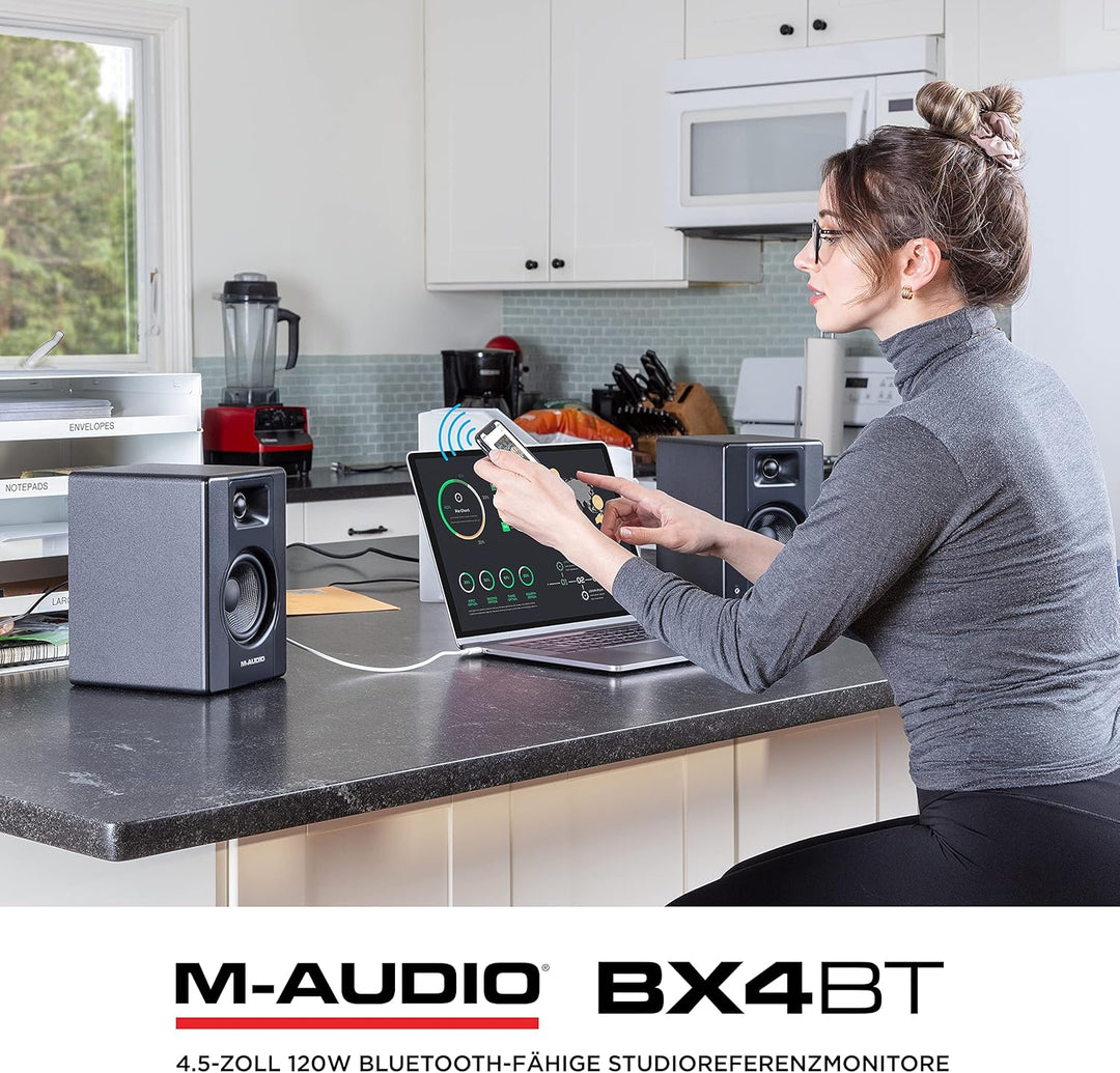M-Audio BX4BT 4,5" Studio-Monitore mit Bluetooth High-Definition Monitor Lautsprecher Boxen für Reco
