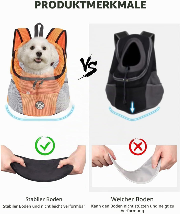 PETCUTE Hundetragerucksack,Verstellbarer Haustier Rucksack für Kleine Hunde und Katzen,Gepolsterter