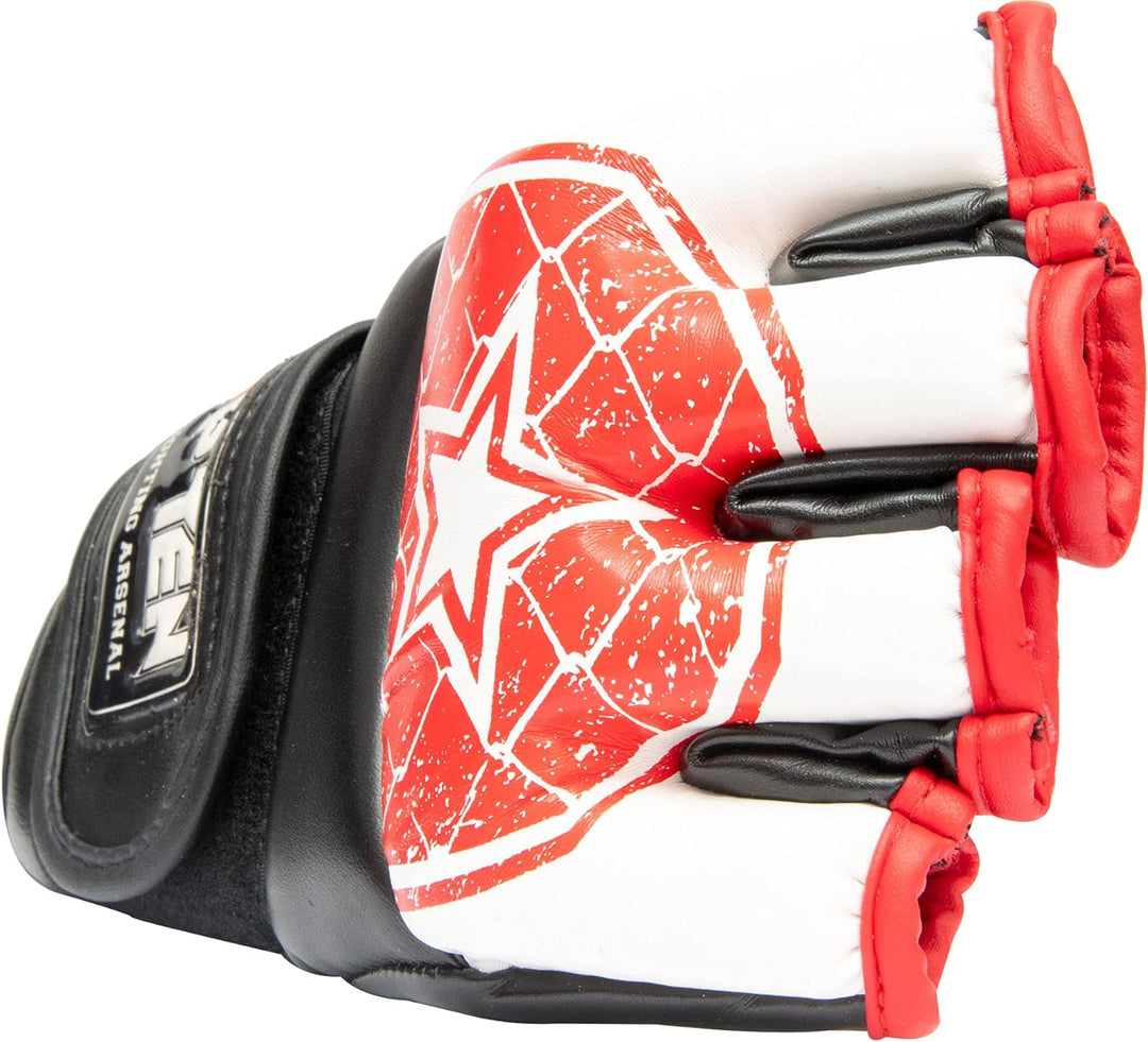 TOP TEN MMA Ultimate-Fight-Handschuhe „Octagon“ Weiss - Rot S, Weiss - Rot S