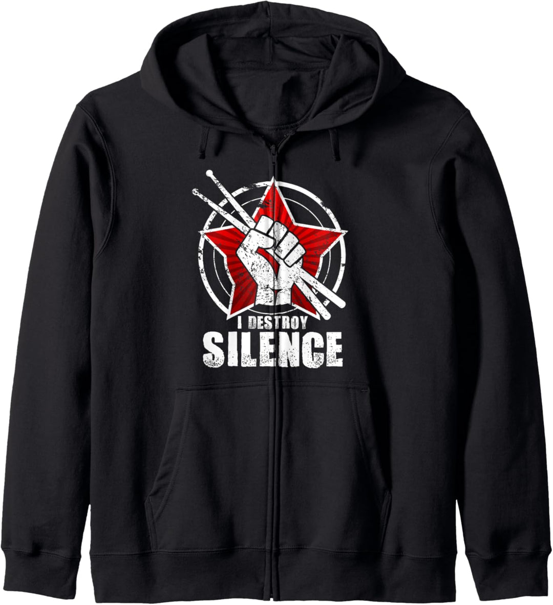 Drummer - I Destroy Silence Schlagzeug Lustig Geschenk Kapuzenjacke