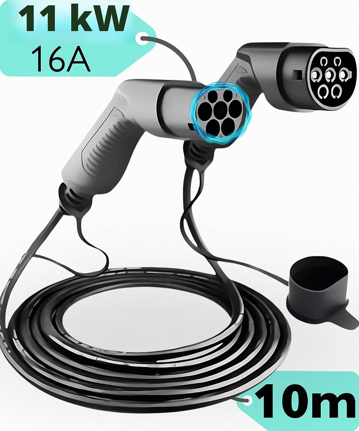 Loady typ 2 ladekabel 10m | 11 kW | 3 Phasen 16A | Extra langes 10 Meter Kabel für Auto EV/PHEV - La