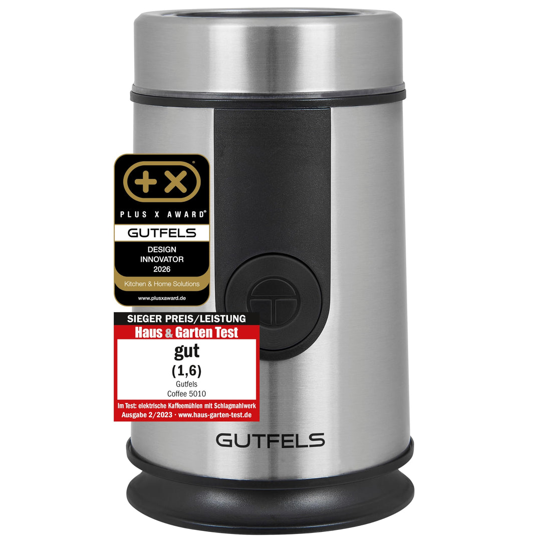 GUTFELS Kaffeemühle COFFEE 5010 | 50 g Kapazität | Edelstahl Gehäuse und Klingen | Kabelaufwicklung