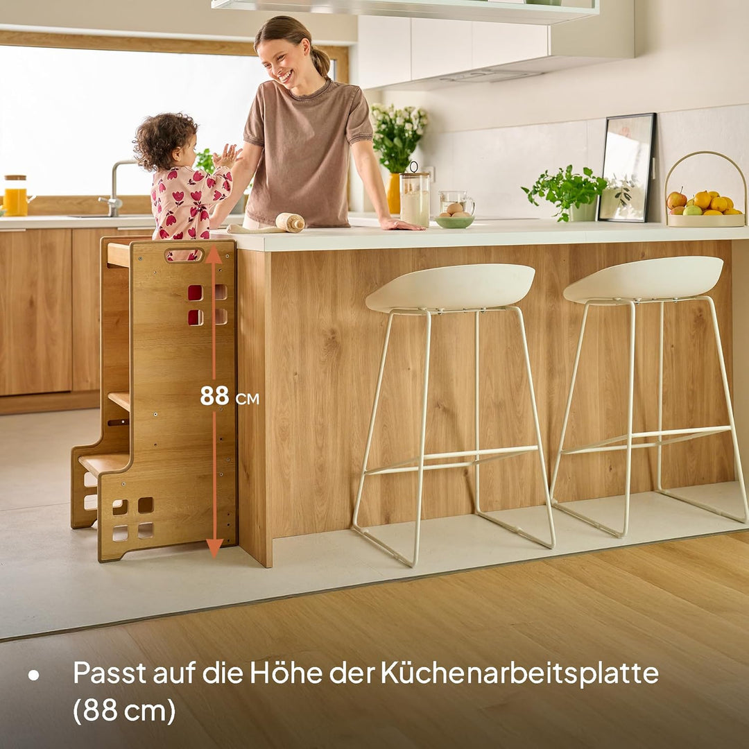 Lionelo CASS Kitchen Helper Küchenhelfer 2in1 Montessori Lernturm Ab 1 Jahr Höhenverstellbarer Siche