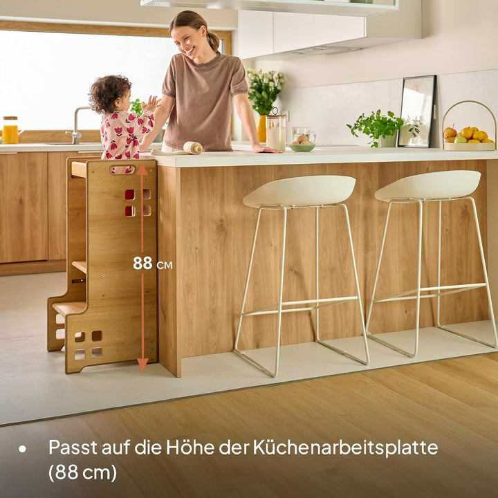 Lionelo CASS Kitchen Helper Küchenhelfer 2in1 Montessori Lernturm Ab 1 Jahr Höhenverstellbarer Siche
