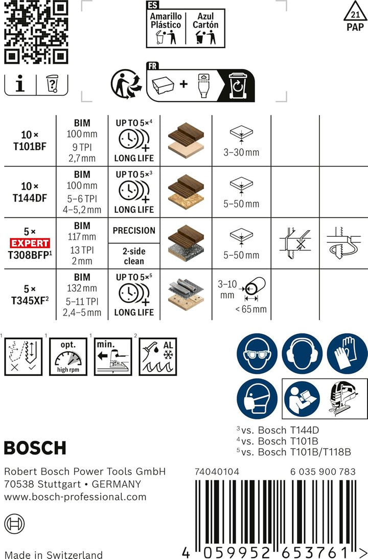 Bosch 30x PRO Wood and Metal Stichsägeblatt Set für Küchenbauer, 30-tlg. (für Küchenarbeitsplatte, H