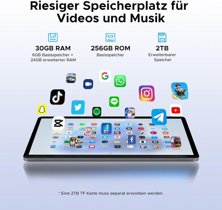 DOOGEE Tab G6 Android 16 Tablet 11 Zoll, 30GB RAM + 256GB ROM Tablet mit SIM Card Slot, 90Hz Display