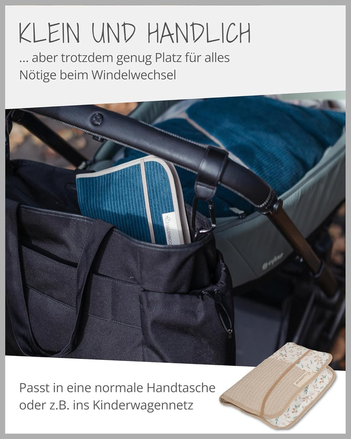 ULLENBOOM ® Windeltasche für unterwegs, Floral-Sand, Made in EU - Wickeltasche für bis zu 3 Windeln,