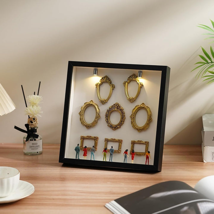 Pipihome Mini Museum Bilderrahmen Vintage, DIY Mini Bilderrahmen zum Befüllen mit Golden Rahmen & Mi