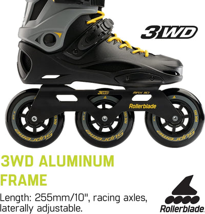 Rollerblade RB 110 Unisex Erwachsene Fitness Inline Skate Black/Saffron Yellow, Urban Performance In