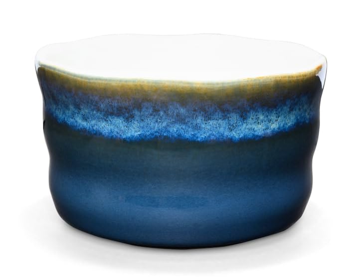 MAOCI - Matcha Tee-Schale Chawan aus Porzellan 350ml gelb-blau handgefertigt