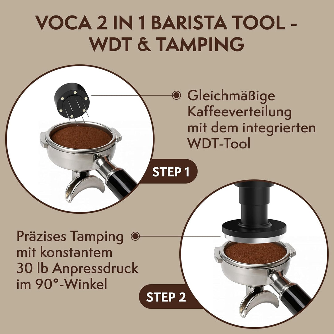2-in-1 Espresso Tamper 51 mm mit WDT Tool – Kalibrierter 30-lb Tamper & 12-Nadel Espresso-Nadelverte