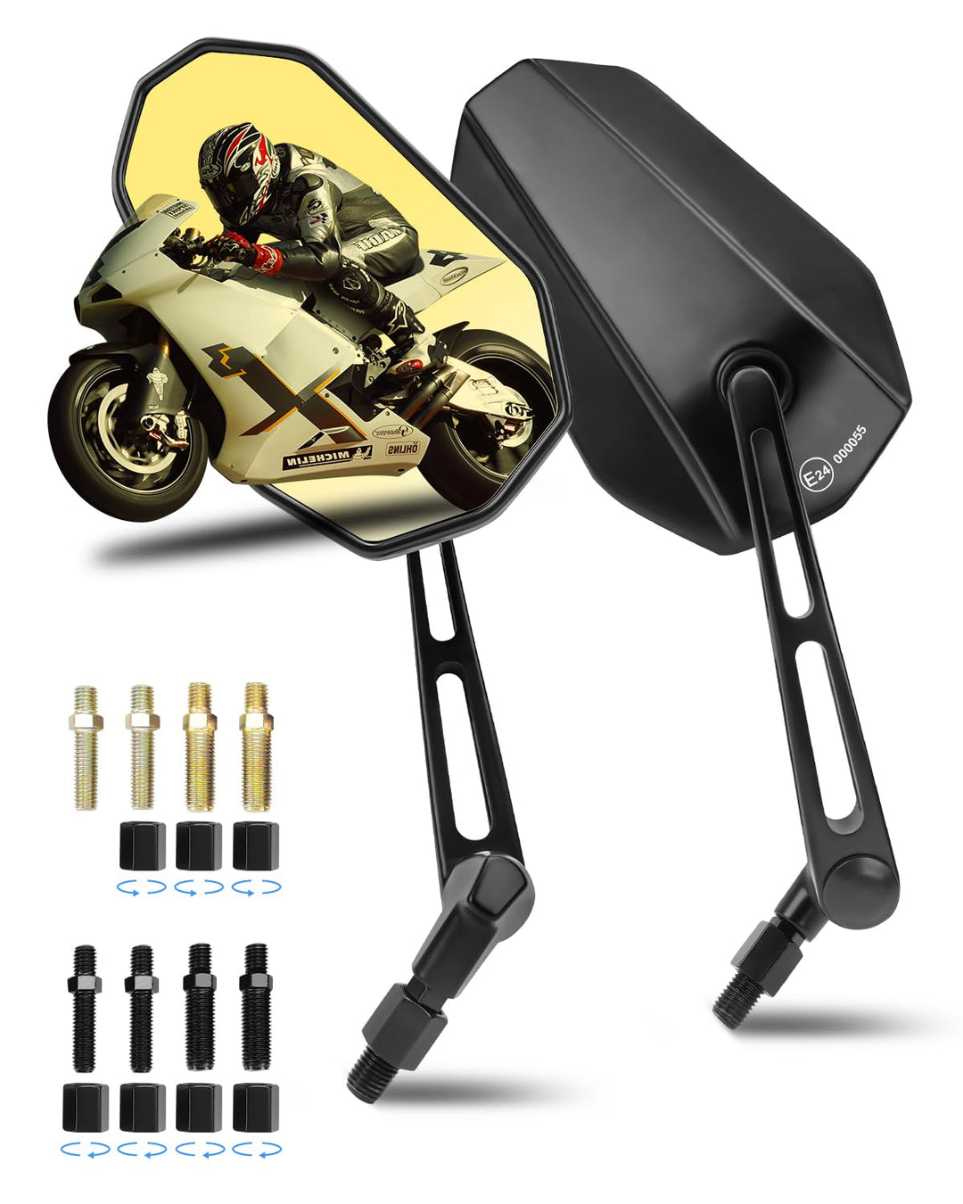 SUPAREE Motorrad Spiegel Motorrad Rückspiegel Universal Lenkerspiegel motorrad e Geprüft Gelbes Spie