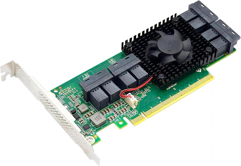 10Gtek PCIe to NVMe Expansion Card for U.2 SSD (PEX 8749), X16, (8) SFF-8643 PCIe to SFF-8643 (PEX)