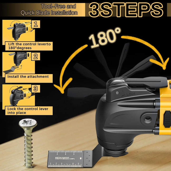 Oszillationswerkzeug Akku Multifunktionswerkzeug Kompatibel mit Dewalt 20V Akku, 6 Einstellbare Gesc